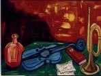 Blaue Geige  Acryl  50x70 cm